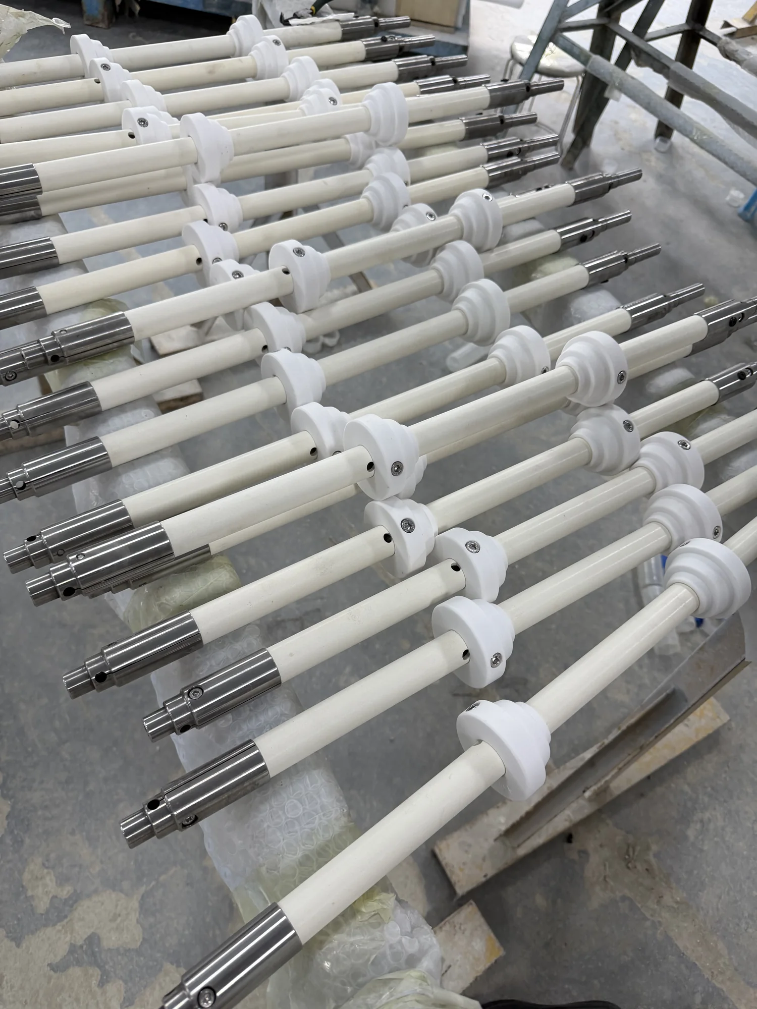 Finished ceramic roller production batch